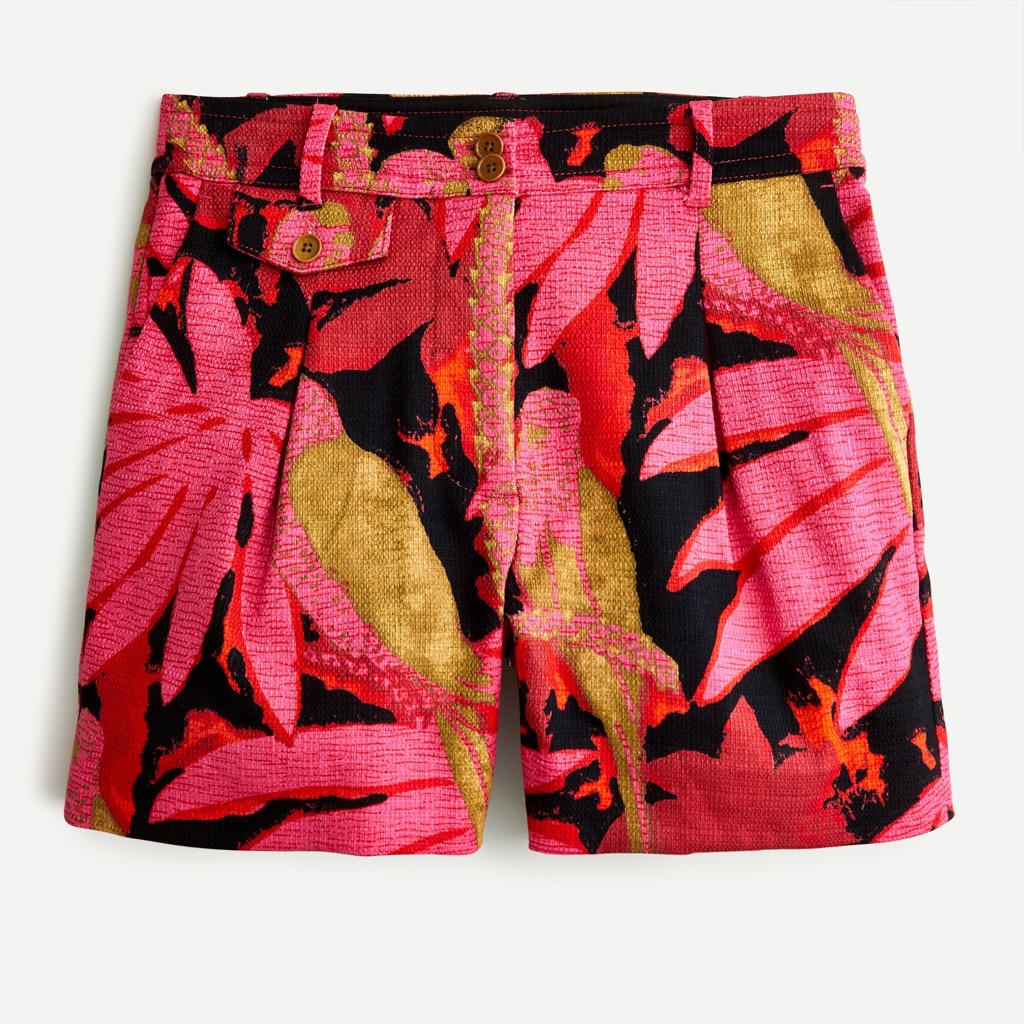 Nwt J.Crew Pleated Shorts In Palm Print